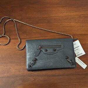 Balenciaga Gris Fossil Studded  Crossbody
